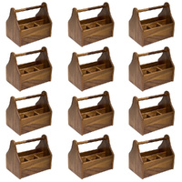 Moda Artisan Acacia Wood Cutlery Caddy Set of 12