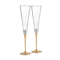 Vera Wang Wedgwood With Love Gold Giftware Toasting Flute Pair 2pc Set