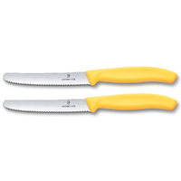 Victorinox Steak & Tomato Knife Pistol Grip 11cm Yellow Set x 2 Knives
