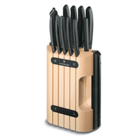 VICTORINOX 11 PIECE CLASSIC CUTLERY BLOCK SET 11PC BEECHWOOD / BLACK 