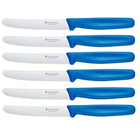 Victorinox Steak and Tomato Knife 11cm Wavy Edge - Set of 6 - Blue 5.0832