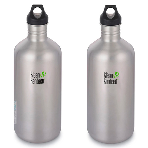 2 X KLEAN KANTEEN CLASSIC 64oz 1900ml STAINLESS BPA FREE Water Bottle 