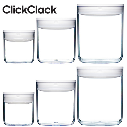 New CLICKCLACK 6 Piece Pantry Small Round Set Air Tight Containers 6pc