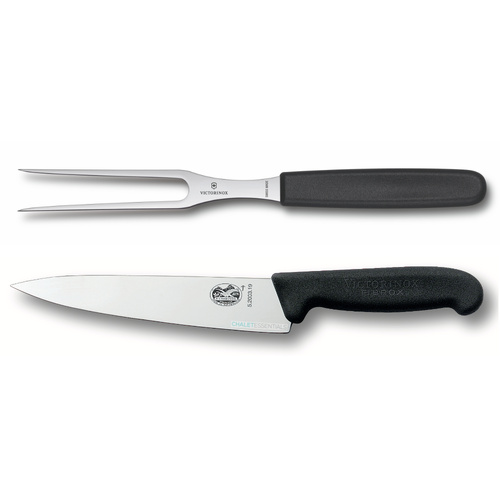 Victorinox 2pc Carving Set Fork 15cm & 19cm Cooks Knife Combo 