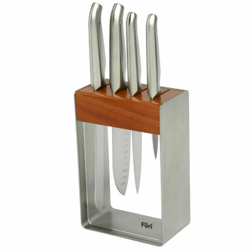 Furi Pro Stainless Steel 5 Piece Knife Block Set - 5pc Japanese Stainless Steel