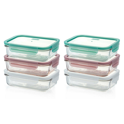 New Glasslock Rectangular Storage Container Set w/ Lid 6pc - 710ml