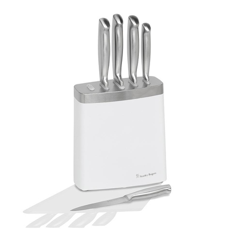 Stanley Rogers 6 Piece White & Steel Knife Block Set 6pc