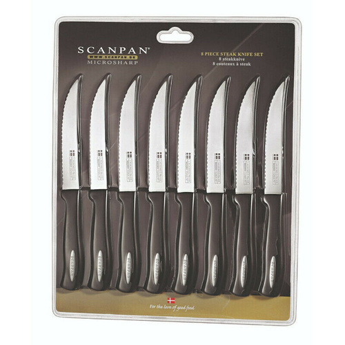New Scanpan Microsharp 8pc Steak Knife Set -  Black 8 Piece 