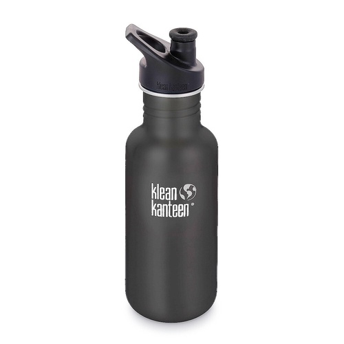 KLEAN KANTEEN CLASSIC 18OZ / 532ML CAMPING WATER BOTTLE SPORT CAP - SHALE BLACK