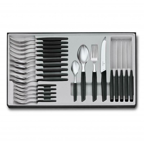 Victorinox Modern 24pc Steak Table Cutlery Set of 24 Piece - Black