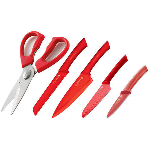 RED SCANPAN Spectrum Set of 5 Cooks Bread Santoku Utility Shears RED **BNIP**
