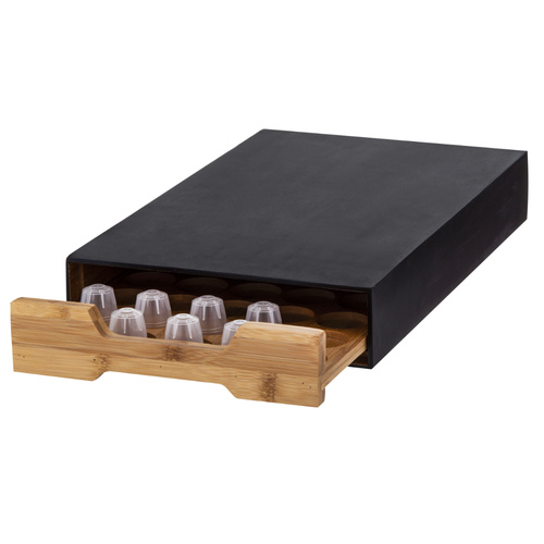 Leaf & Bean Bamboo Coffee Machine Board w/ Capsule Drawer - Black Natural