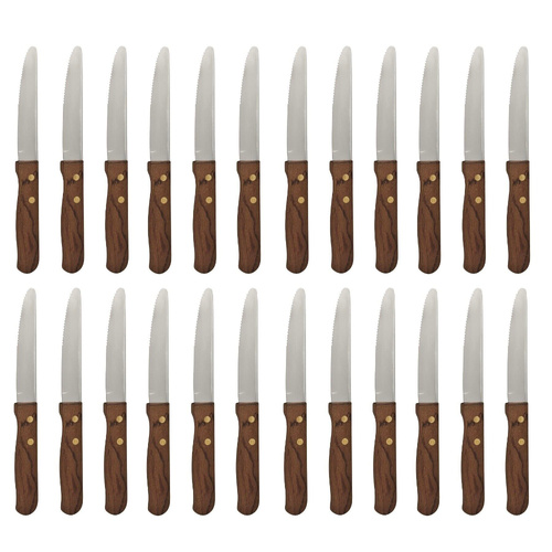 Athena Jumbo Steak 22.3cm Knife Set x 24 Knives - Wood Handle