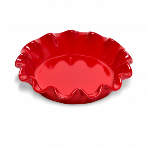 Emile Henry Ceramic Ruffled Pie Dish - Burgundy