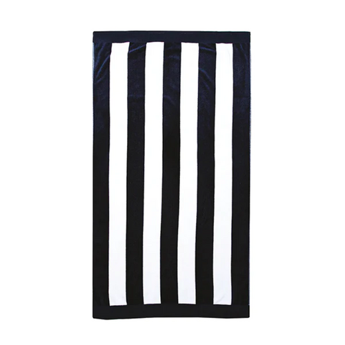 Bambury Classic Stripe Velour Beach Towel , Navy 95 x 175cm