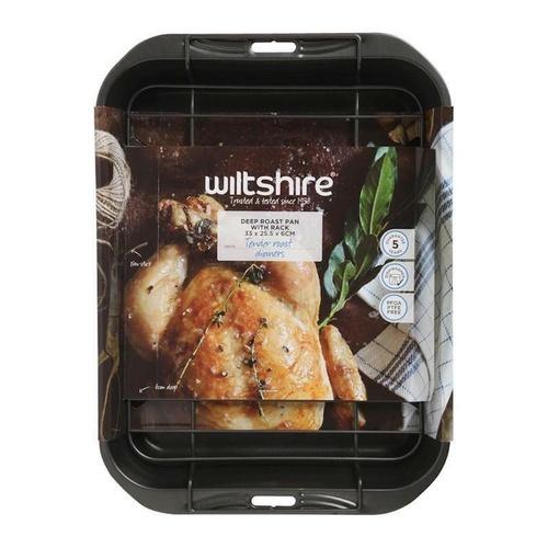 Wiltshire Easybake Deep Roast Pan with Rack - 33 x 25.5 x 6cm