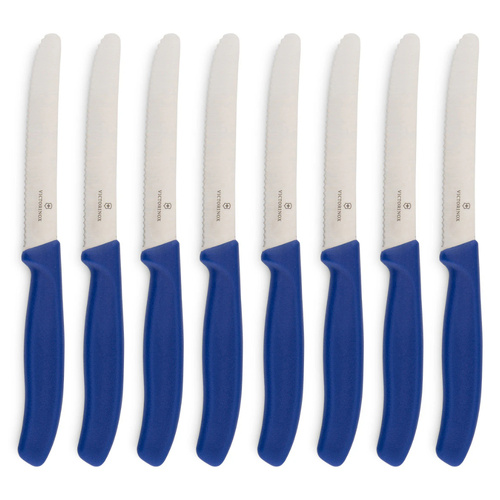 Victorinox Steak & Tomato 11cm Knife Pistol Grip Set x 8 Knives Blue