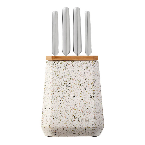 Furi Pro Stone 5pc Knife Block Set Olive Terrazzo 5 Piece - 41512