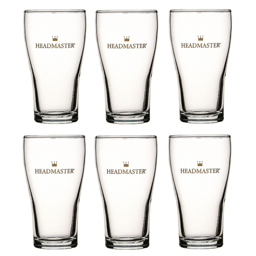 Crown Nucleated Headmaster 425ml Beer Conical Glasses - Set of 6  