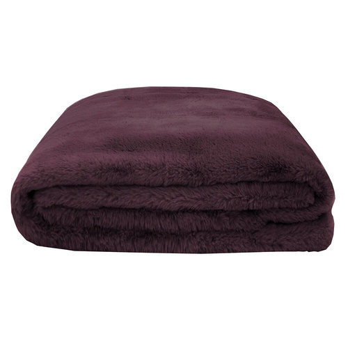 Bambury Frida Faux Fur Throw 150 x 200cm - Plum