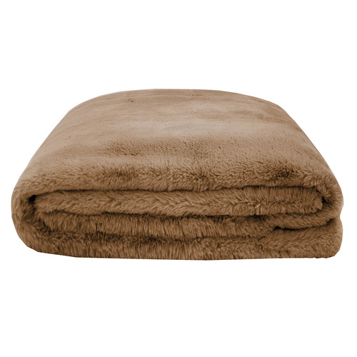 Bambury Frida Faux Fur Throw 150 x 200cm - Mocha