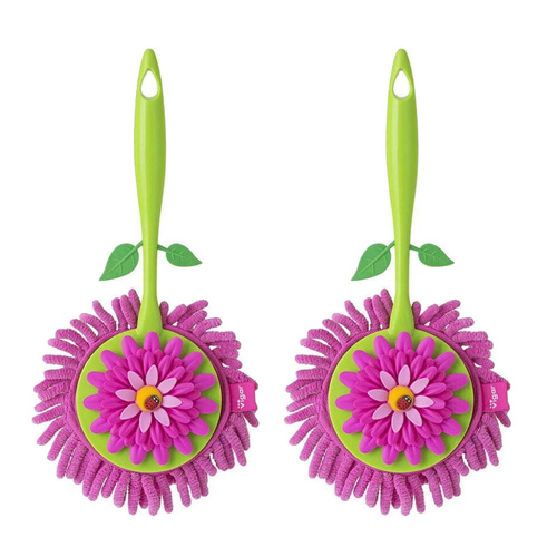 Vigar Flower Power Round Microfibre Duster Pink , Set of 2