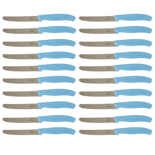 Victorinox Steak and Tomato Knife 11cm Wavy Edge - Set of 20 - Skyline Blue