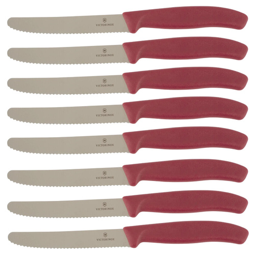 Victorinox Steak & Tomato 11cm Knife Pistol Grip Set x 8 Knives - Mystery Mulberry