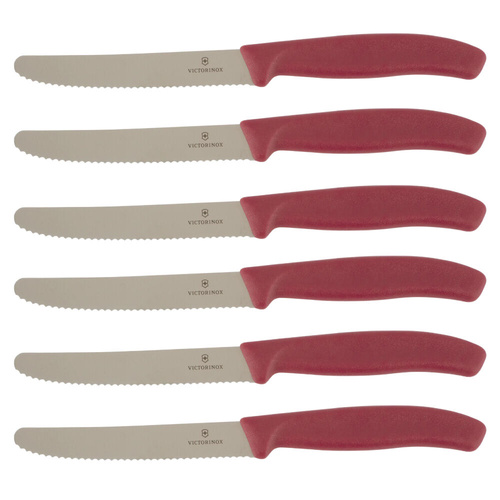 Victorinox Steak & Tomato 11cm Knife Pistol Grip Set x 6 Knives - Mystery Mulberry