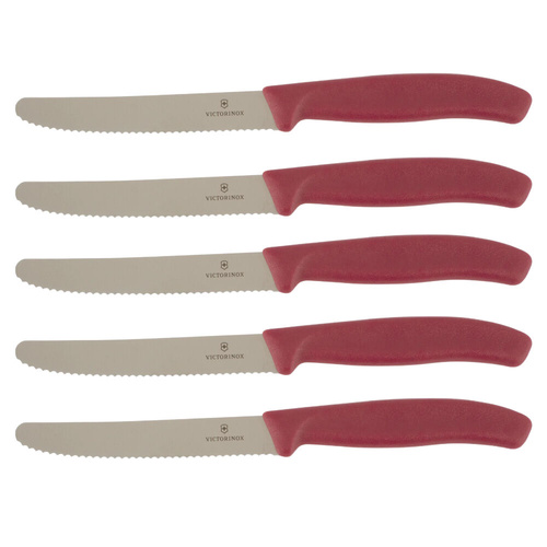 Victorinox Steak & Tomato 11cm Knife Pistol Grip Set x 5 Knives - Mystery Mulberry