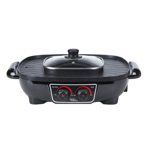 Davis & Waddell 2 in 1 Steamboat Hotpot And BBQ Grill Black - 45 x 38 x 17cm 