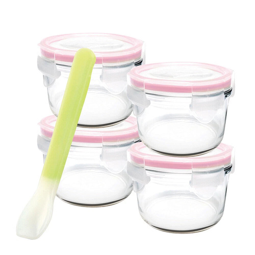 Glasslock Baby 5 Piece Round 165ml Food Container Set & Spoon 28097