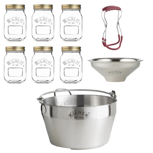 Kilner Preserving Set - Jar Tongs & Funnel & Jam Pan & 6 x Preserve Jars 500ml