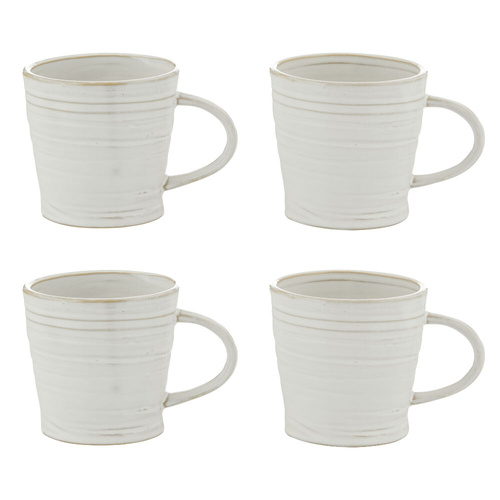 Amalfi Somerset Coffee Mug 350ml Milky White Glaze Stoneware - 4 Piece Set
