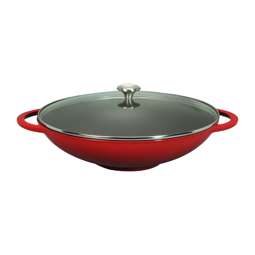 Chasseur Wok With Glass Lid 37cm / 4.5L - Inferno Red