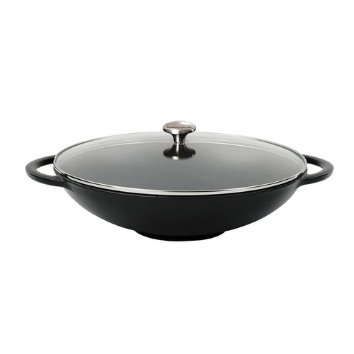 Chasseur Wok With Glass Lid 37cm / 4.5L - Matte Black