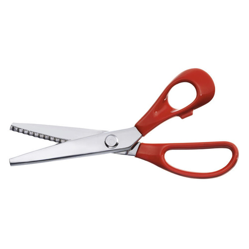 VICTORINOX PINKING SHEARS NICKEL PLATED BLADES RED PLASTIC HANDLE 21CM 8.1007.21
