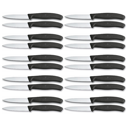 Victorinox Swiss Classic Paring 8cm Knife Pointed Blade Black 6.7603 - Set of 20