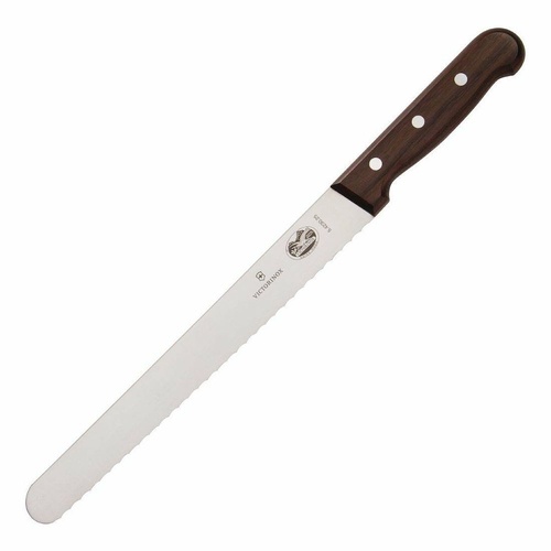Victorinox Slicing Knife Round Wavy Edge 25cm Knife Wood Handle - 5.4230.25