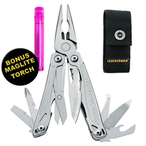 New Leatherman Wingman Stainless Steel Multi-Tool & Nylon Sheath & Bonus Torch