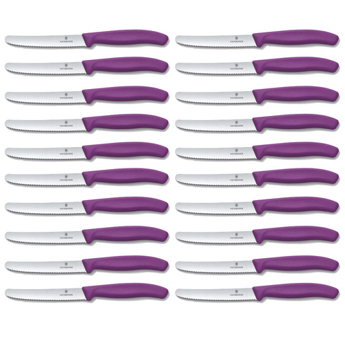 Victorinox Steak and Tomato Knife 11cm Wavy Edge - Set of 20 - Purple