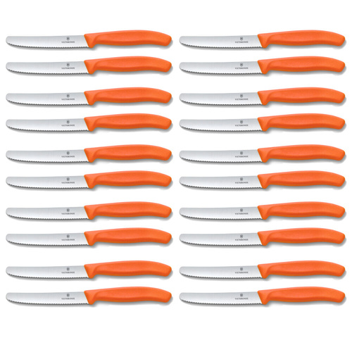 Victorinox Steak and Tomato Knife 11cm Wavy Edge - Set of 20 - Orange