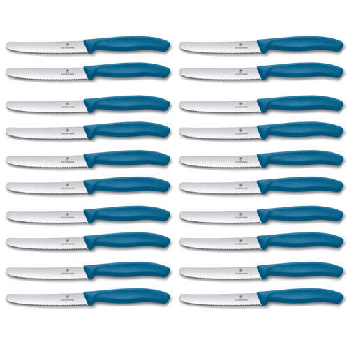 Victorinox Steak and Tomato Knife 11cm Wavy Edge - Set of 20 - Blue