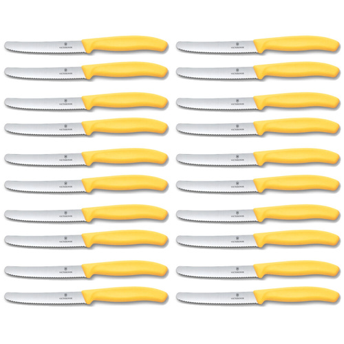 Victorinox Steak and Tomato Knife 11cm Wavy Edge - Set of 20 - Yellow