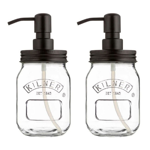 Kilner Liquid Soap Dispenser Jar 500ml - Set of 2