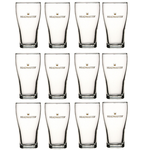 Crown Nucleated Headmaster 285ml Beer Conical Glasses - Set of 12