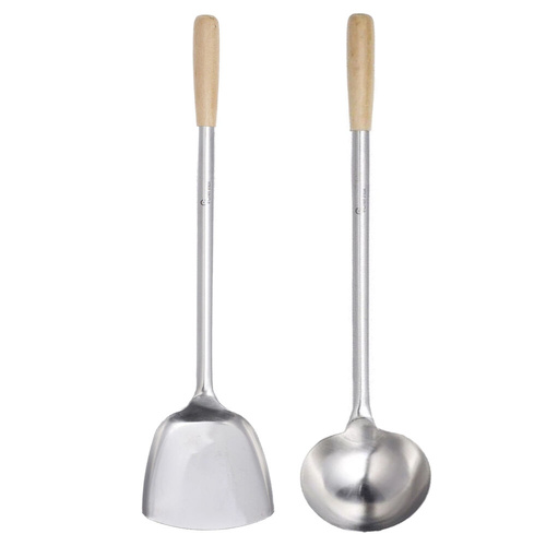 Chef Inox Stainless Steel Wok Utensil 2 Piece Set - Spatula & Ladle