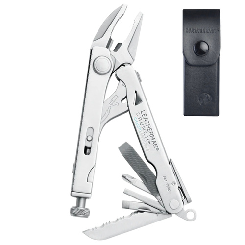 NEW Leatherman CRUNCH Locking Plier Multi-Tool Knife + Leather Sheath 