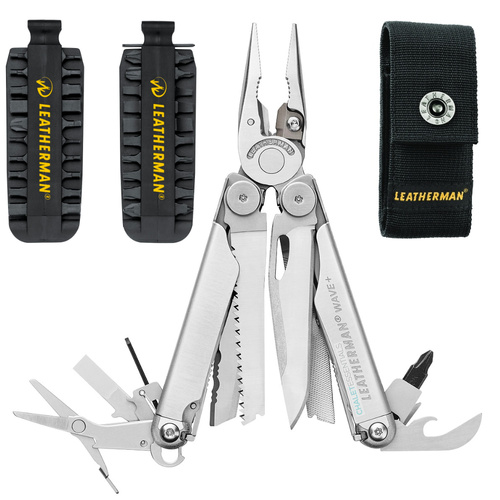 New Leatherman WAVE PLUS + Stainless Steel Multi-Tool & Nylon Sheath & Bit Kit