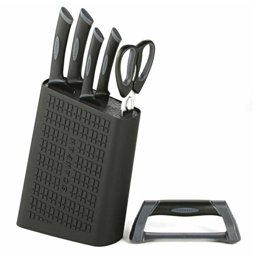 Scanpan Spectrum 6pc Uni Block Knife Set & Shears & Sharpener 6 Piece - Black 18739